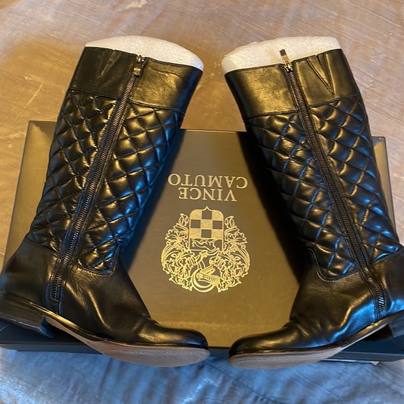 Vince Camuto Black Leather Boots SZ 7 - Picture 5 of 8